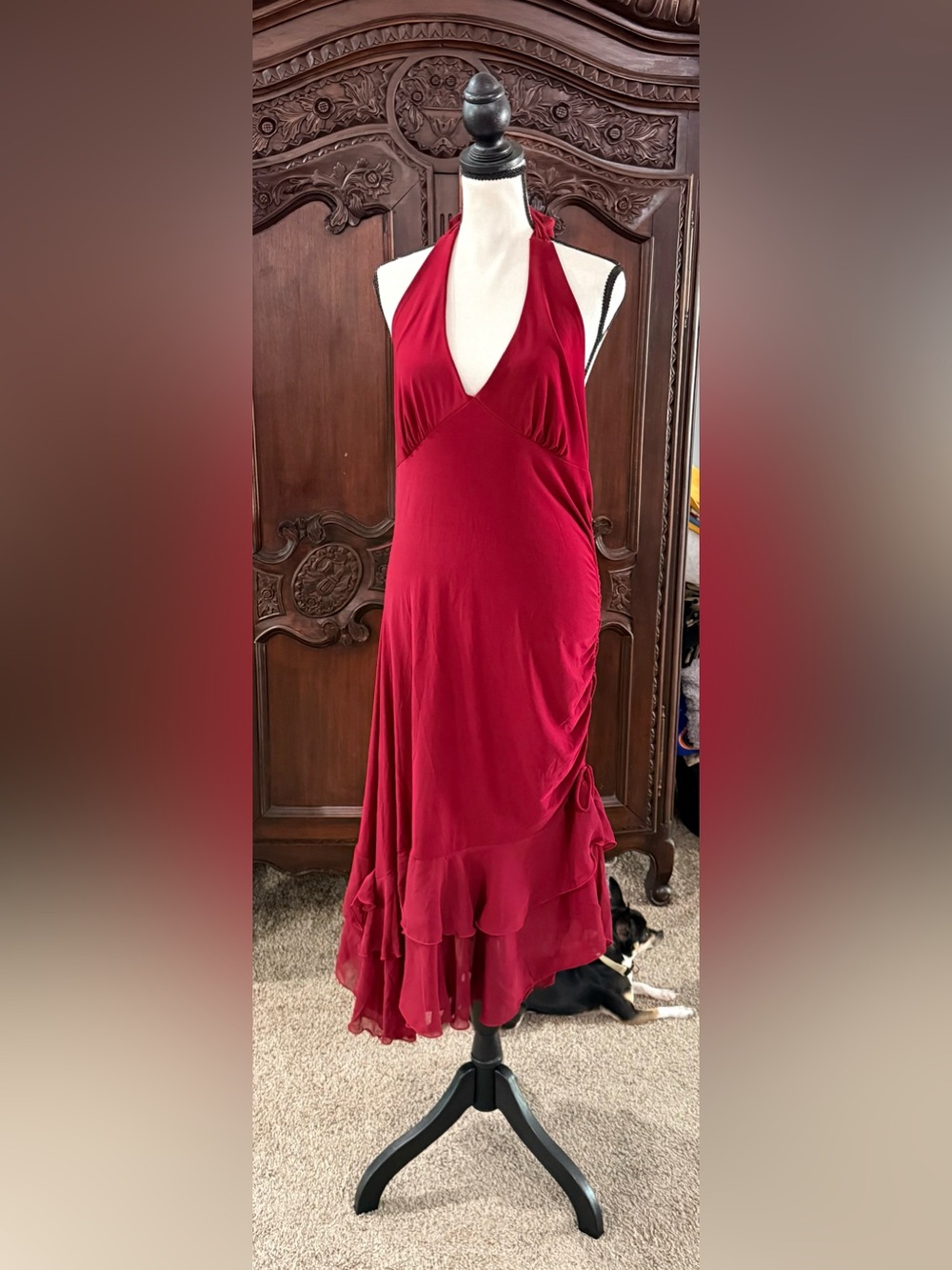 Amazing Vintage 90’s/Y2K Red Halter Asymmetrical Fairy Romantic Dress!